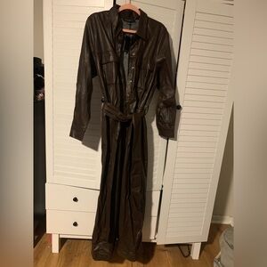 Eloquii plus Size Chocolate Faux Leather Jumpsuit